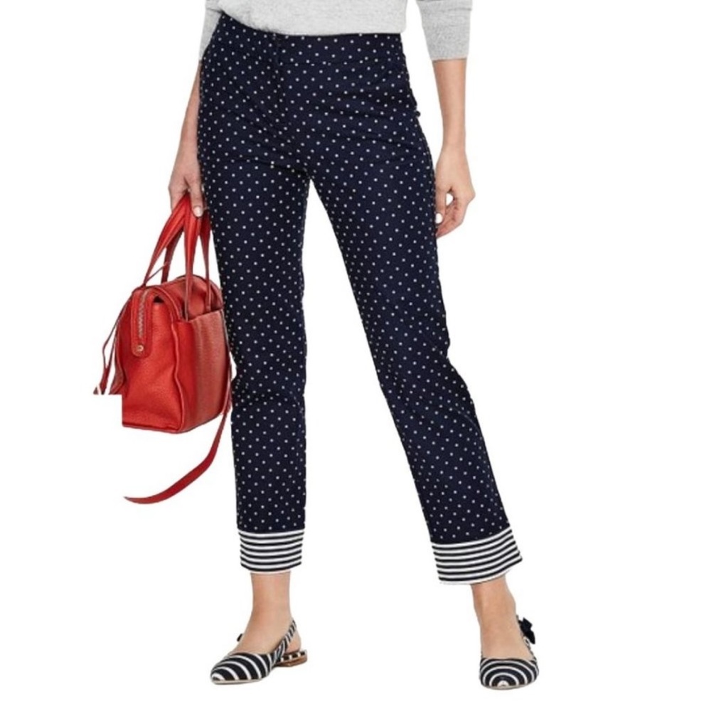 Boden Richmond Polka Dot striped-hem ankle pant